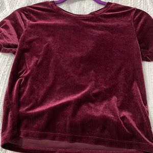 Shiny Suede burgundy crop shirt